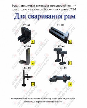 Комплект приспособлений ДЛЯ СВАРИВАНИЯ РАМ для столов серии ССМ